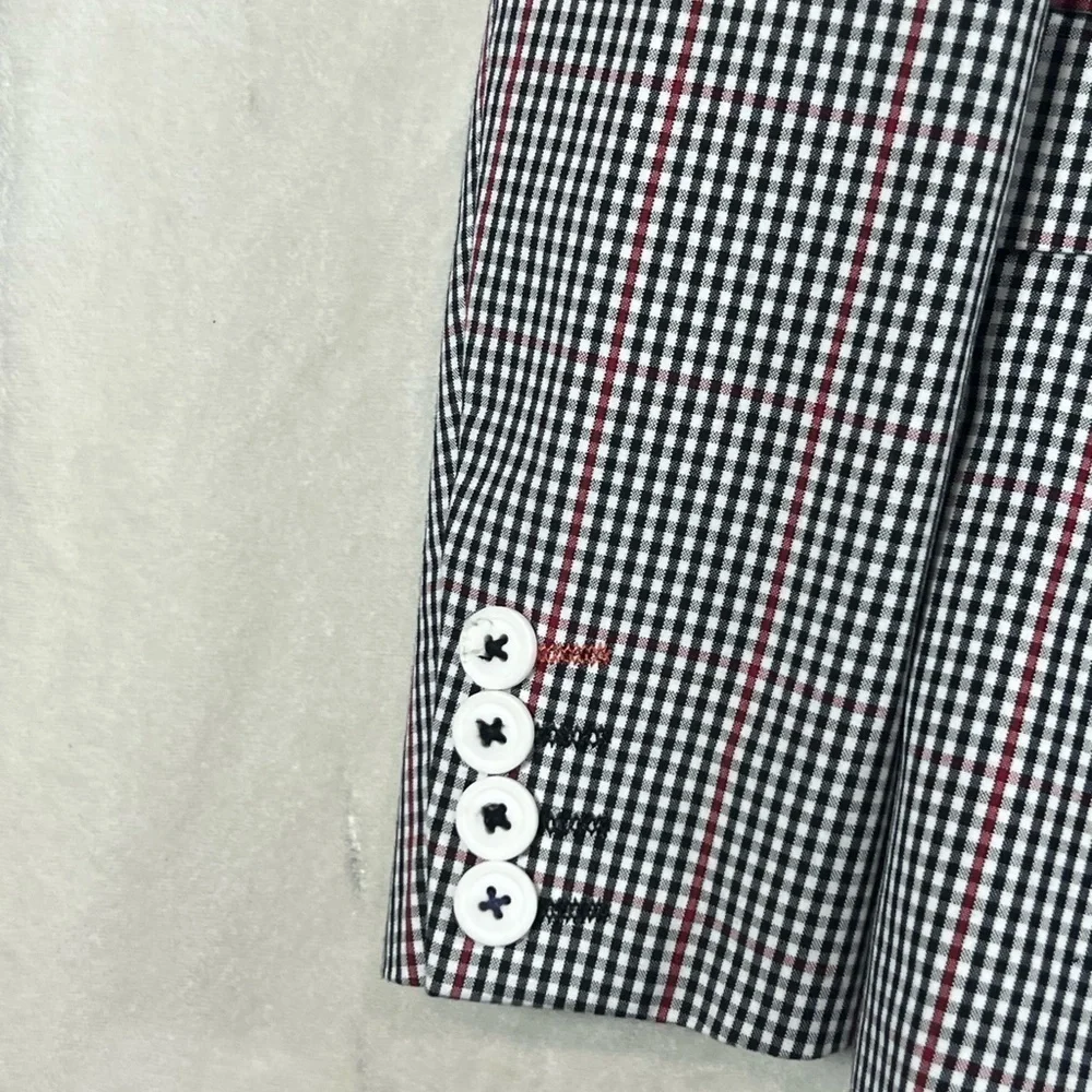 Paisley & Gray 40R Preppy Black and White Checkered Blazer with Red Accents
